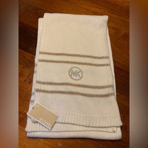 Michael Kors Cream and Gold Knit Scarf